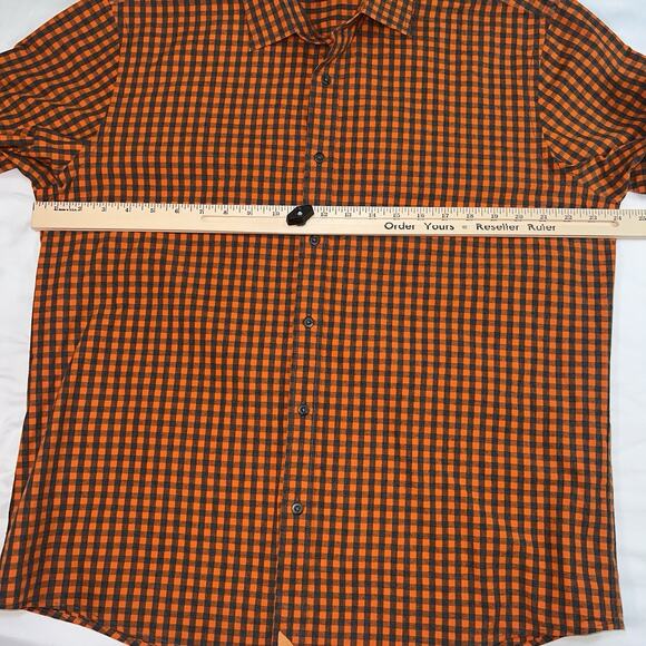 UNTUCKit Shirt Mens Size XL Blue Orange Gingham Button Long Sleeve Preppy Casual - Picture 7 of 11